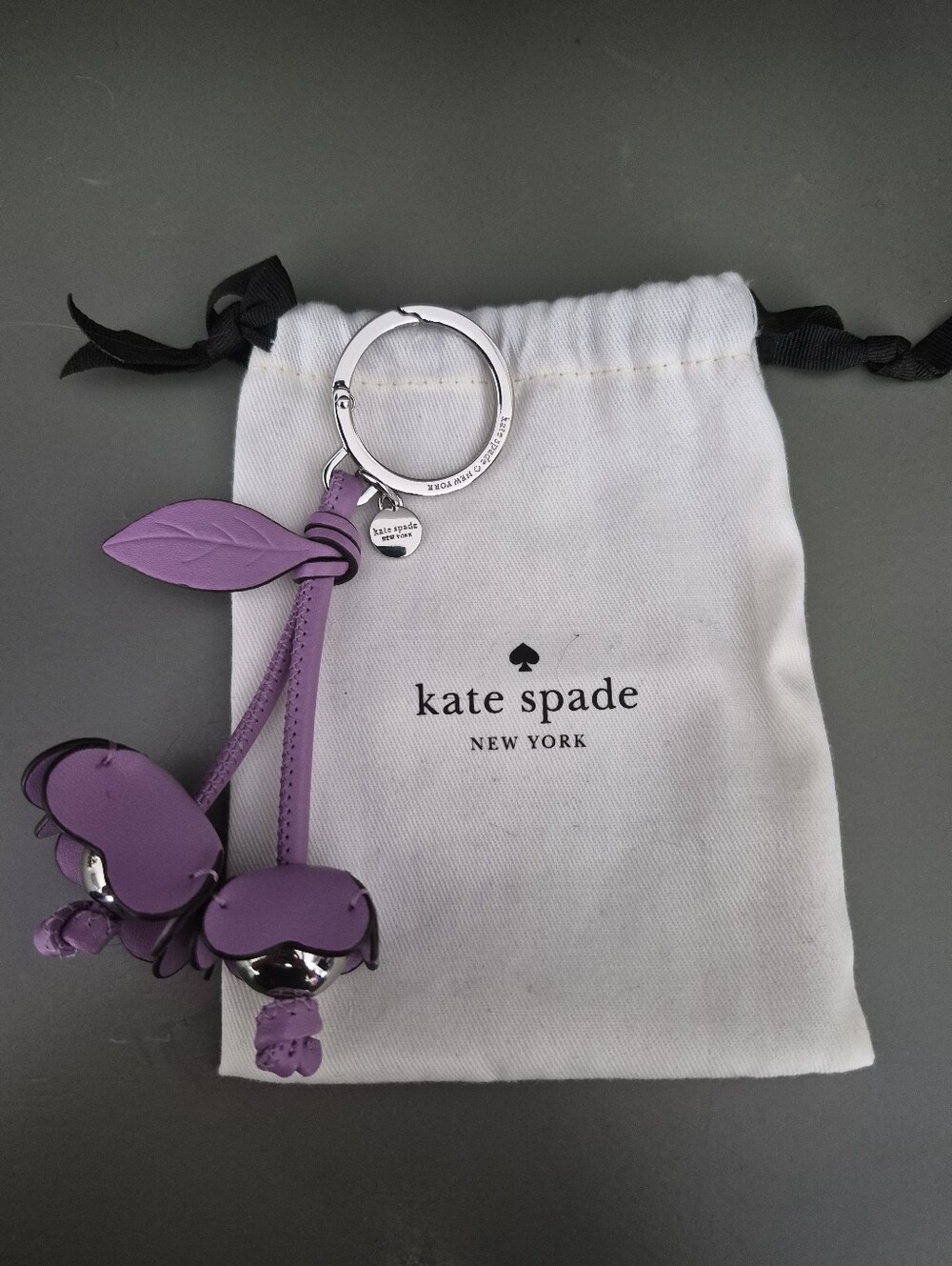 kate spade Purple Leather Cherry Keychain